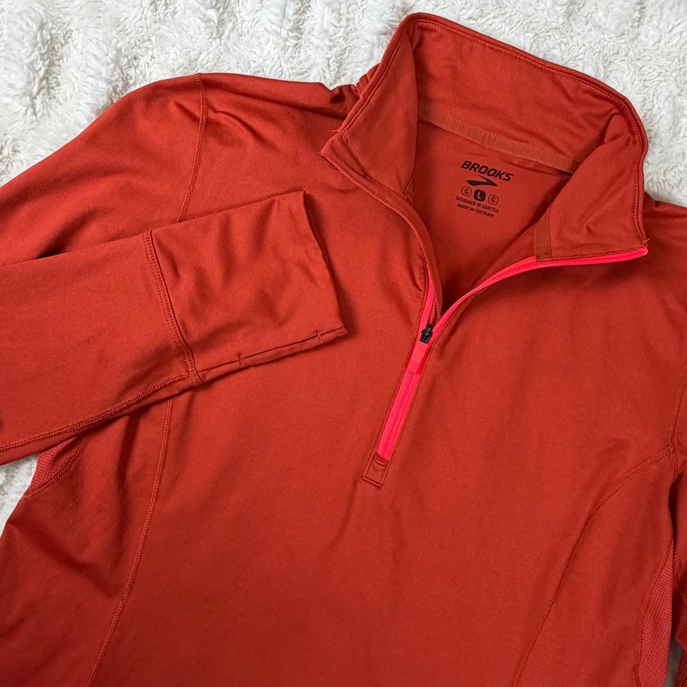 Brooks Dash 1/2 Zip Running Pullover Burnt Orange Womens Large 221435